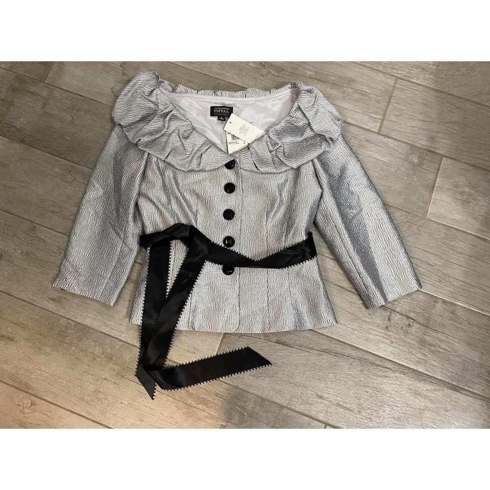 Adrianna Papell Evening Essentials Puff Collar Jacket Size 4 New with Tags